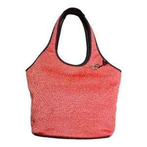 Orange Crochet Knit Hobo Handbag Tote Purse Lined Snap Zip Closure The Sak